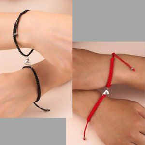 2 Pcs Braided Bracelet, Matching Couple Heart Bracelet Love Friendship Bracelets